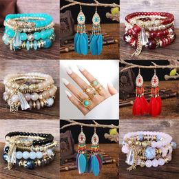 Strand 4-Pack Crystal Bracelet Multilayer Beaded Featured Style Exotic Personalised Gift