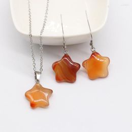 Necklace Earrings Set Star Gemstone Sets Claybank Coloured Glaze Assorted Real Stone Jewellery With Chain GS001