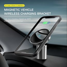 15W Magnetic Car Phone Holder Wireless Charger for iPhone 14 13 12 11 Pro Fast Charge Dashboard/Air Vent GPS Mobile Phone Mount