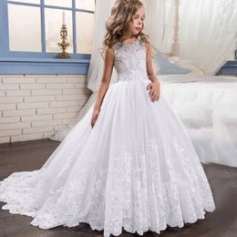 Girl's Dresses Tailing Girls Christmas Dress Costume White Bridesmaid Kids Clothes Children Long Princess Party Wedding Vestidos 14 10 12 Years 230627