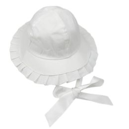 Women Girls Sweet Ruffles Wide Brim Bucket Hat with Satin Long Ribbon Japanese Lolita Bowknot Sunscreen Fisherman .