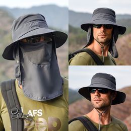Summer Quick Drying UV Protection Fisherman Cap Face Neck Cover Outdoor Fishing Cycling Removable Mask Men Visor Hat Bucket Hat