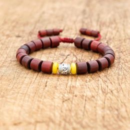 Charm Bracelets Handmade Cylindrical Wooden Beads Chakra Bracelet Women Men Buddhist Yoga Healing Reiki Pray Strand