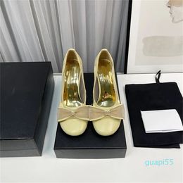 Designer Fashion Dress Shoes Women's Leather High Heel Letter Logo bow Business Work Travel Leisure Flat Shoes