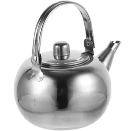 Dinnerware Sets Thick Stainless Steel Tea Pot Insulated Kettle Thermal Teapot Water For Kitchen Restaurant El (Silver 1L)