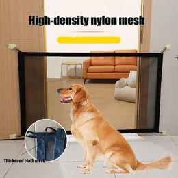 Dog Electronic Fences Pet Barrier With 4Pcs Hook Isolated Network Stairs Gate Folding Breathable Mesh Playpen For Safety Fence Cage 230628