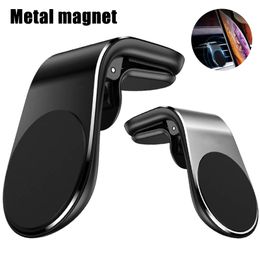 L-Type Car Magnetic Phone Holder Air Vent Clip 360 Degrees Metal Magnet Phone Stand For SmartPhone GPS Support Phone Accessories