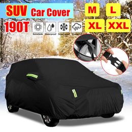 Covers 190T Full Black Heat Insulation Car Waterproof Snow Cover Sun Shade Anti UV Dustproof Auto Exterior Styling For SUVHKD230628