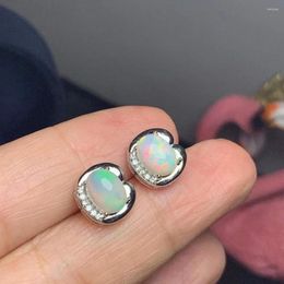 Stud Earrings The Engagement Gift Natural And Real Opal Earring 925 Sterling Silver Fine Jewellery