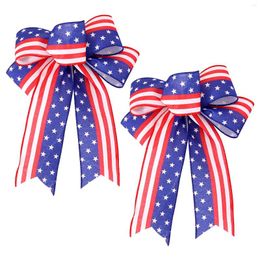 Decorative Flowers 2pcs Decorations Wall Party Independence Day Bow American Handmade 4th Of July Lantern Memorial Large Patriotic Wreath