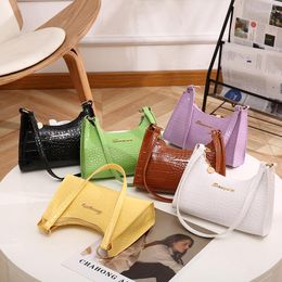 Evening Bags Retro Crocodile Pattern Women Handbag Exquisite Bright Colour Underarm Bag PU Leather High Quality Shoulder Lady Shopping