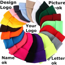 Berets Factory Price! Free Custom LOGO Design Winter Short Melon Skin Beanie Warm Bonnet Casual Cap Unisex Elasticity Knit Hip Hop Hats