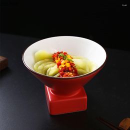 Bowls Creative Ceramic Fruit Salad Bowl Soup Basins High Feet Vegetable Plate Restaurant Round Tableware Snack Desserts Tray