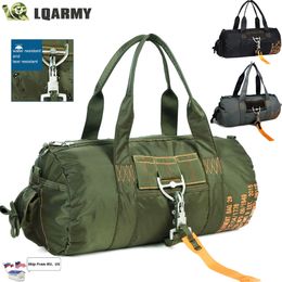 Backpacking Packs LQARMY Tactical Parachute Sport Duffle Bag 1000D Nylon Outdoor Travel Belt Bag Camping Tactical Crossbody Bag 230627