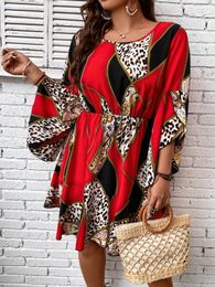 Plus size Dresses Size Women's Summer 2023 Leopard Elegant Chic Evening Party Beach Long Sleeve Outfits 4XL Midi Large Clothing 230627