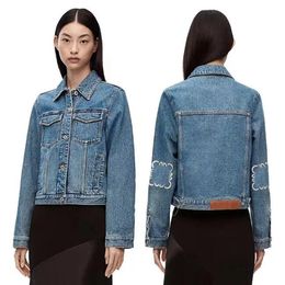 Womens designer Denim Jackets Hollow coat embroidery Casual Hip Hop long sleeve jacket Outwear coats Loose Top Asian size