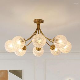 Ceiling Lights Led Art Chandelier Pendant Lamp Light Modermas De Techo Copper Glass Ball Design Bedroom Luces Habitacion Lamparas