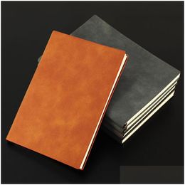 Notepads A5 Colorf Notebooks Thickened Business Customized Hand Ledger Student Stationery Writing Notebook Pu Leather Page Dividers Dh9Nr