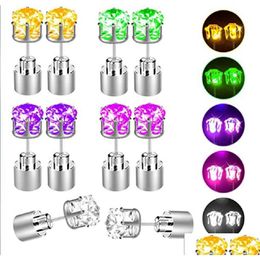 Other Festive Party Supplies Led Earrings Light Up Flash Jewelry Glowing Gems Earring Studs Dance Disco Carnival Festivals Atmosph Dhq2X