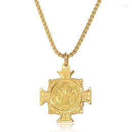 Chains Stainless Steel Jesus Cross Pendant Necklace For Men Women Box Chain Vintage Classic Jewelry KP6581