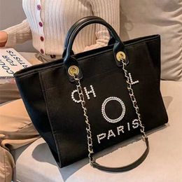 Luxury Women's Hand Bags Canvas Beach Bag Fashion Tote Handbags Classic Female Large Capacity Small Chain Packs Big Crossbody Handbag 05JV 50% Clearance sale