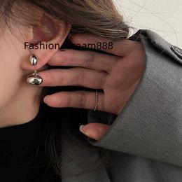 Silver Needle Geometry Oval Metal Earrings South Korea Niche Contracted Fashion Stud Earrings Ins Cold Wind Earings Women