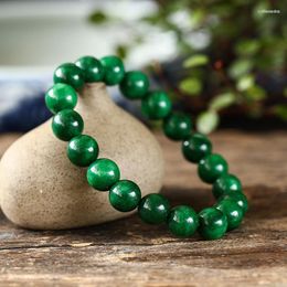 Bracelets Natural Green Jade Beads 6-12mm Bracelet Adjustable Bangle Charm Jewellery Fashion Accessories Hand-Carved Man Luck Amulet Gift