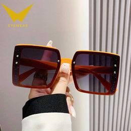 Square for women in summer 2023 new high-end round face large frame slim and UV resistant frameless glasses
