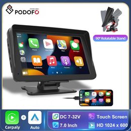 s Podofo 7'' Carplay Monitor For Universal Multimedia Video Player Wireless Carplay Android Auto Car Radio For Nissan Toyota L230619