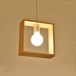 Pendant Lamps Wood Geometric Lights LED Creative Ceiling Lamp Industrial Modern Suspension Chandelier Bar Cafe Living Office Room