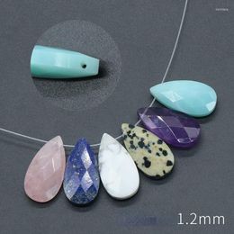 Pendant Necklaces Faceted Water Drop Natural Crystal Stone Reiki Healing Amazonite Lapis Pink Quartz Amethysts Charms Pendulum Spiritual