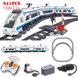 Electric RC Car City Remote Control Train Harmony High speed Rail Electric Building Blocks Technical Track Bricks Toys For Children Gifts 230627