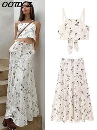 Two Piece Dress Floral Embroidery Skirt Outfits For Women 2023 Summer Spaghetti Strap Sleeveless Tank Top Ladies Suit Aline Women's Skirts Sets 230627