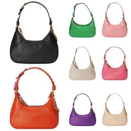 small shoulder bag luxury women black soft leather underarm hobo bags mini handbag double g shiny gold-toned hardware chain purses multi-color