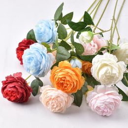 Decorative Flowers 1PC Artificial Peony Fake Flower Branch Vase Arrangement DIY Home Wedding Props Supplies