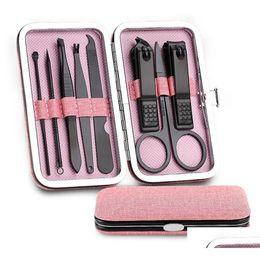 Nail Art Kits New Health 8Pcs/Set Stainless Steel Clipper Pedicure Set With Scissor Tweezer Professional Manicure Tools Supplies Dro Dhzl5