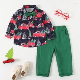 Clothing Sets Spring Autumn Boy Casual Clothes Set Cotton Cartoon Long Sleeve Baby Birthday Party Costume Shirt Pants Two-piece