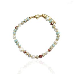 Strand Lii Ji Jasper Freshwater Pearl Stainless Steel Gold Plated Bracelet Fashion Beaded Jewellery For Women Girls Gift
