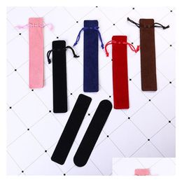 Pencil Bags Creative Design Plush Veet Pen Pouch Holder Single Bag Case With Rope Office School Writing Supplies Student Christmas G Dhqno