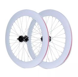 Bike Wheels Tracks Fixie Bike Flip-flop Wheel Rim Hight 70mm Front Rear 32H Hub Single Speed Bicycle Wheelset Fixed Gear Aluminum Alloy 230628