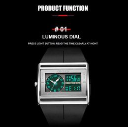 Watches Ohsen Brand Digital Quartz Mens Fashion Sport Watch Wristwatch Dual Time Display 30m Waterproof Rubber Band White Lcd Male Clock