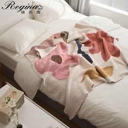 Blankets REGINA Bohemian Flower Knitted Throw Blanket Kawaii Cute Fulffy Soft Microfiber For Bed Sofa Spring Floral Quilt 230626