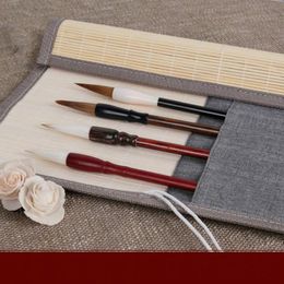 Bags Pencil Bag Chinese Calligraphy Brush Rolling Curtain Handmade Calligraphy Brush Holder Simple Portable Writing Brush Pen Case