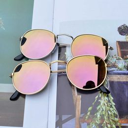 2023 Unisex Round Frame Colourful Reflective shades Fashion designer mens vintage Sunglasses glasses for men women brands