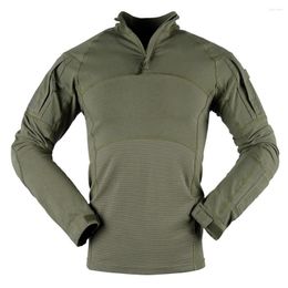 Hunting Jackets Knitted Shirt LS Long Sleeve Strech Army Green Cotton Tactical Combat For Men