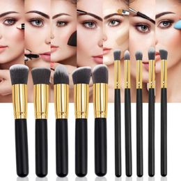 Makeup Brushes 10Pcs Durable Wood Beauty Brush Set Dense Bristles Multifunctional Foundation Eye Shadow Powder Kit Tools