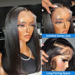 Bone Straight Brazilian13x6 Transparent Lace Frontal Bob Wig 250% 13x4 Human Hair Wigs Short Brazilian Bob Closure Wig For Women