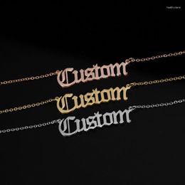 Pendant Necklaces Personality Stainless Steel Engraved Customized Name Necklace For Women Nameplate Chain Choker Jewelry Birthday Gift