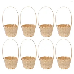 Dinnerware Sets 8 Pcs Flower Basket Picnic Snack Storage Portable Small Containers Fruit Spring Outdoor Decor Shopping Bamboo Weaving