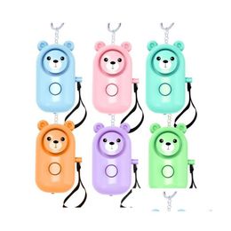 Keychains Lanyards 130Db Abs Bear Alarm Personal Led Flashlight Self Defence Keyrings Safety Security Alert Device Key Chain For W Dh3Kw